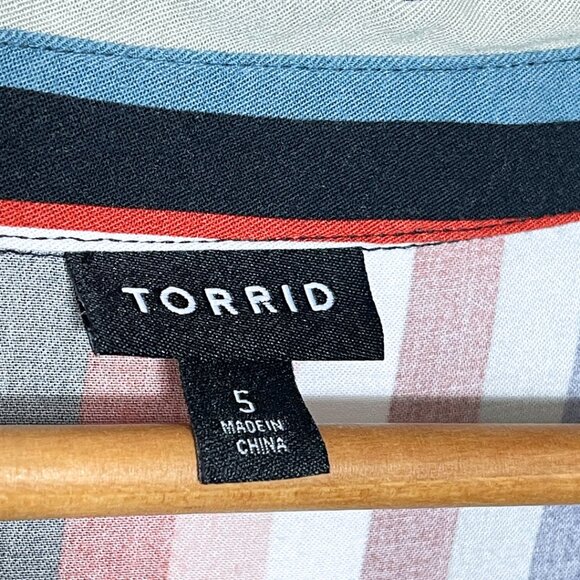 Torrid Button Front Challis Shirt Dress Size 5X Striped Business Casual Office - Picture 9 of 15